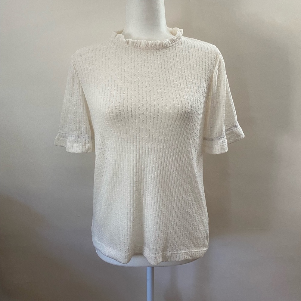 J. Crew | Puff-sleeve Pointelle Top